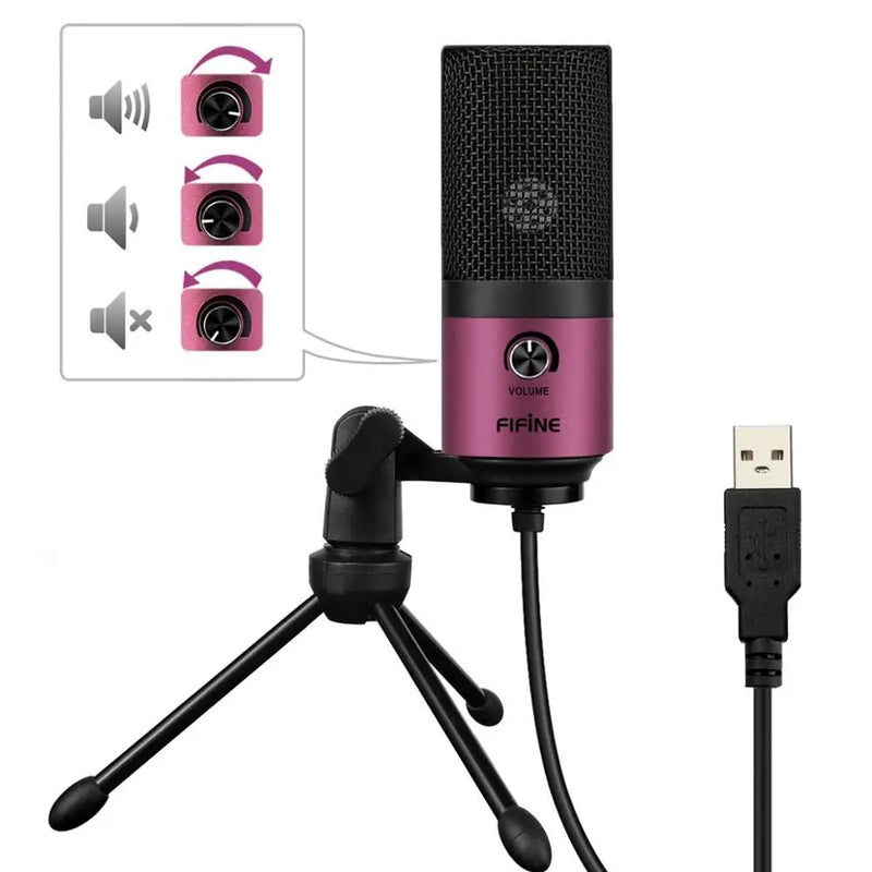 FIFINE K669 – Microfone Condensador USB de Metal para Gravação Profissional