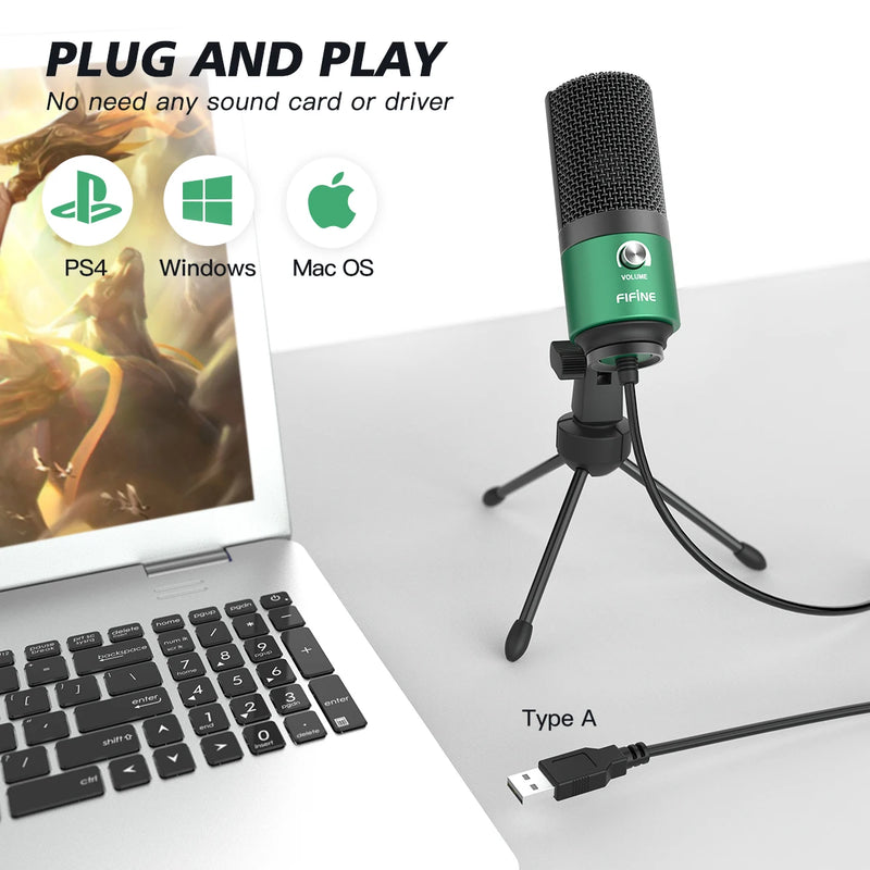 FIFINE K669 – Microfone Condensador USB de Metal para Gravação Profissional