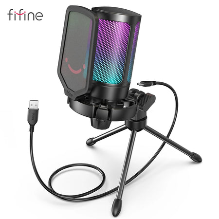 FIFINE Ampligame A6V – Microfone Condensador USB para Gaming e Podcasts