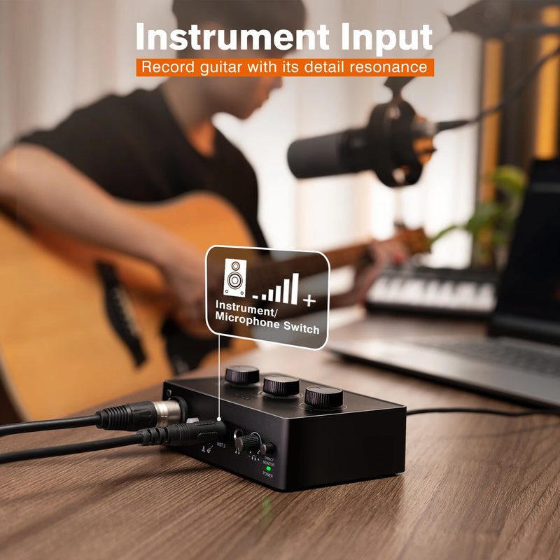FIFINE Ampli1 – Mesa de Som com Phantom Power 48V para Microfones XLR