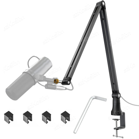 Suporte de Microfone com Braço Articulado e Fixação para Mesa
