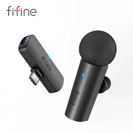 FIFINE M6 – Microfone de Lapela Sem Fio USB-C para Celulares, Tablets e Laptops