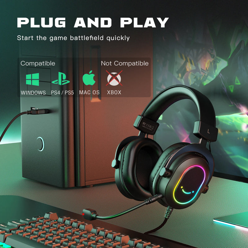FIFINE H6 – Headset Gamer USB com RGB e Áudio Surround 7.1